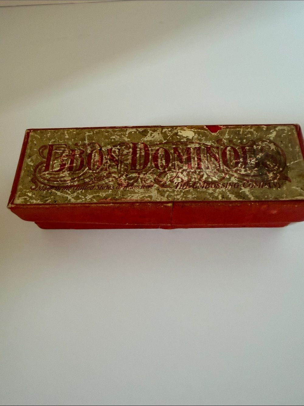 Vintage Ebos Dominoes Complete Double Six Black Domino Set Late 1800’s